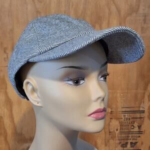 Anthropologie Baseball Cap Hat OS Grey Herringbone Adjustable Sporty Classic